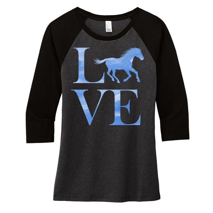 Love Horses Women's Tri-Blend 3/4-Sleeve Raglan Shirt