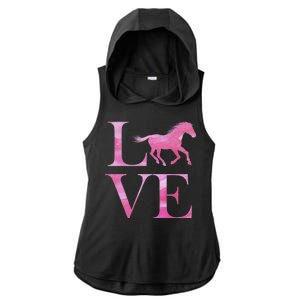 Love Horses Pink Logo Ladies PosiCharge Tri-Blend Wicking Draft Hoodie Tank