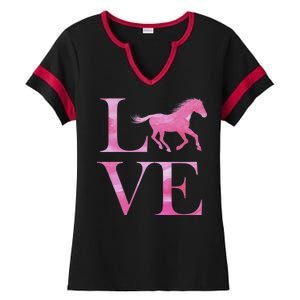 Love Horses Pink Logo Ladies Halftime Notch Neck Tee