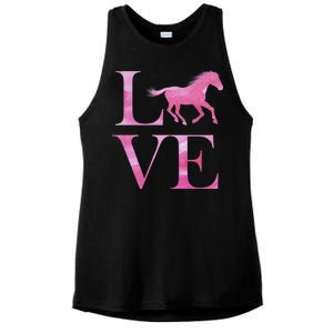 Love Horses Pink Logo Ladies PosiCharge Tri-Blend Wicking Tank