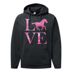 Love Horses Pink Logo Performance Fleece Hoodie