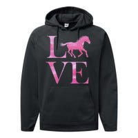 Love Horses Pink Logo Performance Fleece Hoodie