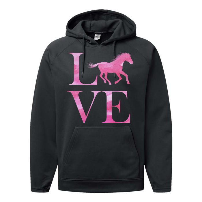 Love Horses Pink Logo Performance Fleece Hoodie