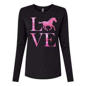 Love Horses Pink Logo Womens Cotton Relaxed Long Sleeve T-Shirt