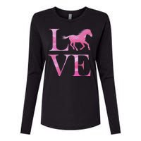 Love Horses Pink Logo Womens Cotton Relaxed Long Sleeve T-Shirt