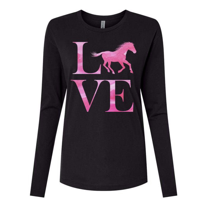 Love Horses Pink Logo Womens Cotton Relaxed Long Sleeve T-Shirt