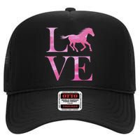 Love Horses Pink Logo High Crown Mesh Back Trucker Hat