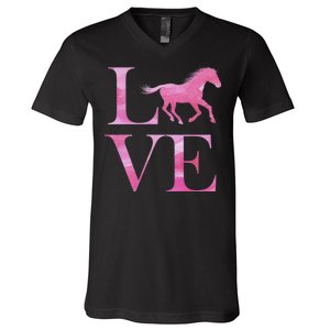 Love Horses Pink Logo V-Neck T-Shirt