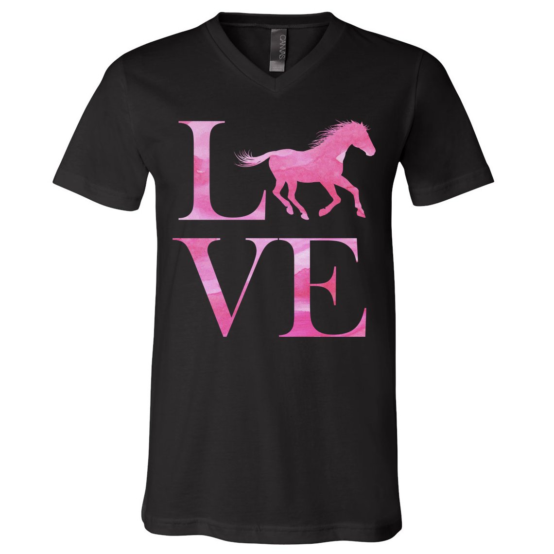 Love Horses Pink Logo V-Neck T-Shirt