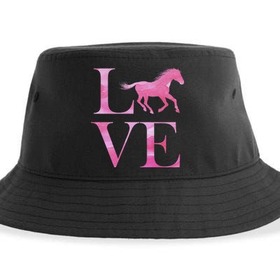 Love Horses Pink Logo Sustainable Bucket Hat