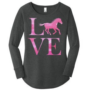 Love Horses Pink Logo Women's Perfect Tri Tunic Long Sleeve Shirt