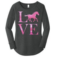 Love Horses Pink Logo Women's Perfect Tri Tunic Long Sleeve Shirt