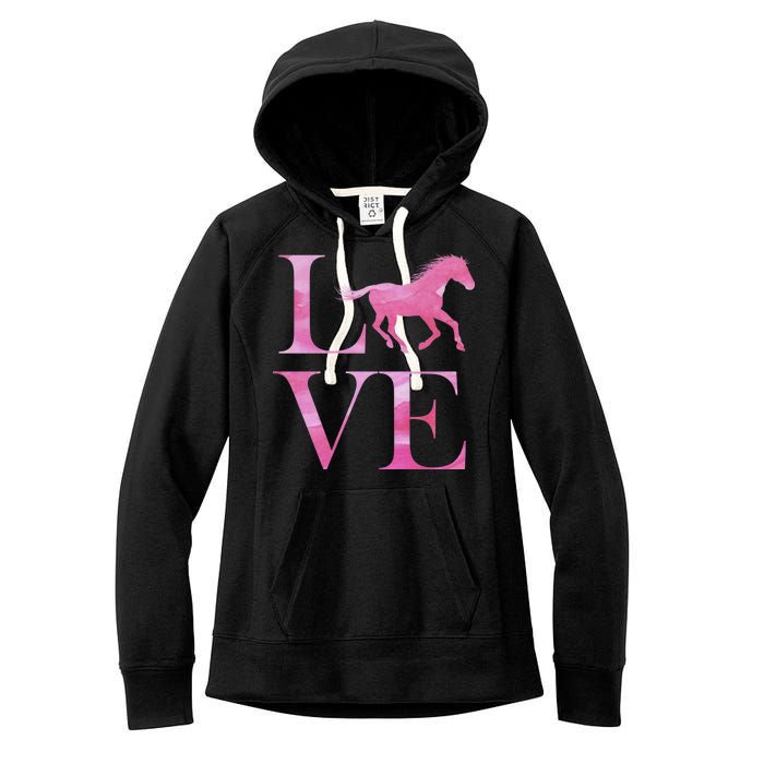 Love Horses Pink Logo Women's Fleece Hoodie