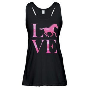 Love Horses Pink Logo Ladies Essential Flowy Tank