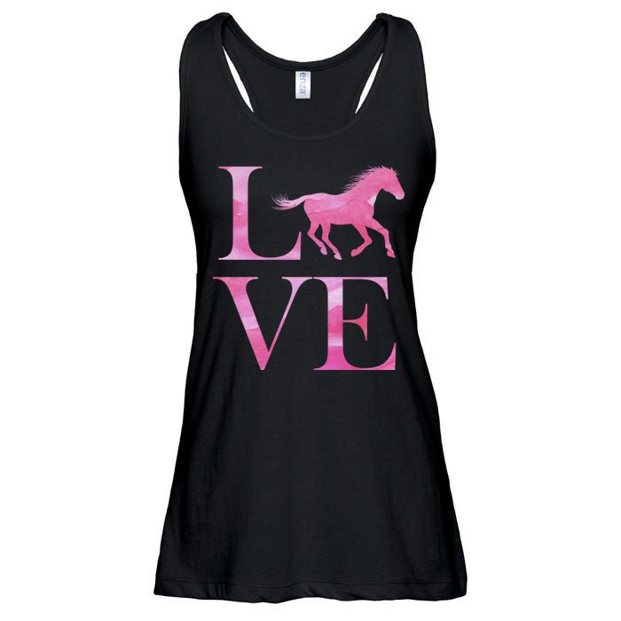 Love Horses Pink Logo Ladies Essential Flowy Tank