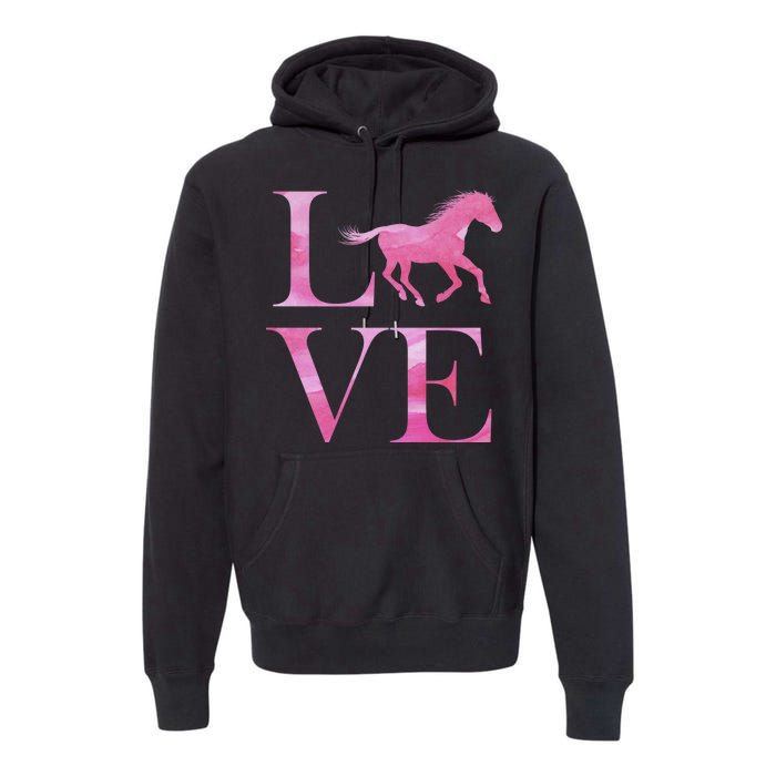 Love Horses Pink Logo Premium Hoodie