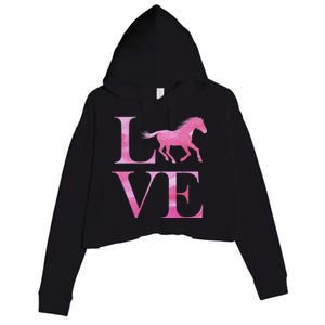 Love Horses Pink Logo Crop Fleece Hoodie