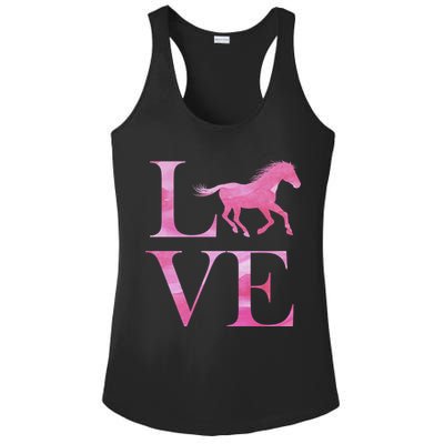 Love Horses Pink Logo Ladies PosiCharge Competitor Racerback Tank