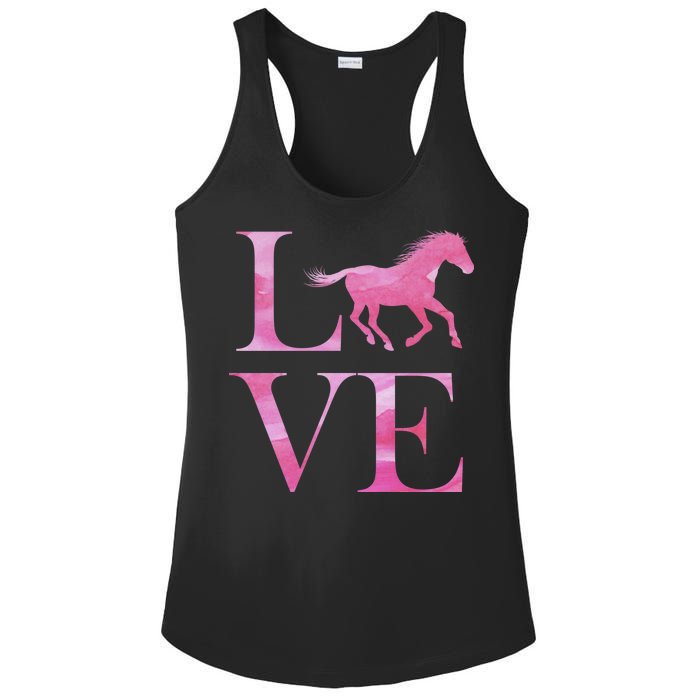 Love Horses Pink Logo Ladies PosiCharge Competitor Racerback Tank