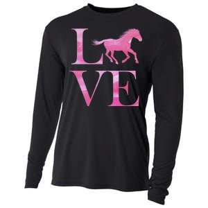 Love Horses Pink Logo Cooling Performance Long Sleeve Crew