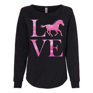 Love Horses Pink Logo Womens California Wash Sweatshirt