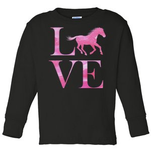 Love Horses Pink Logo Toddler Long Sleeve Shirt