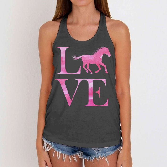 Love Horses Pink Logo Women's Knotted Racerback Tank