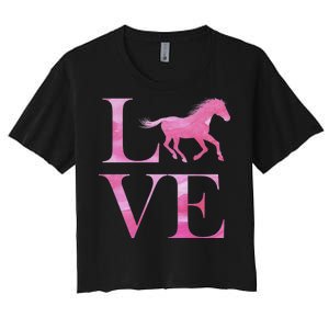 Love Horses Pink Logo Women's Crop Top Tee