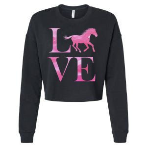 Love Horses Pink Logo Cropped Pullover Crew