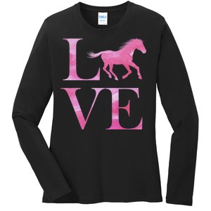 Love Horses Pink Logo Ladies Long Sleeve Shirt