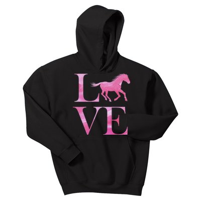 Love Horses Pink Logo Kids Hoodie