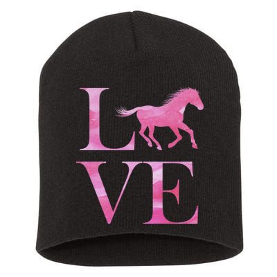 Love Horses Pink Logo Short Acrylic Beanie