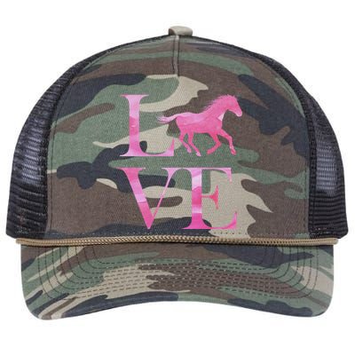 Love Horses Pink Logo Retro Rope Trucker Hat Cap