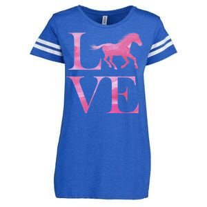 Love Horses Pink Logo Enza Ladies Jersey Football T-Shirt