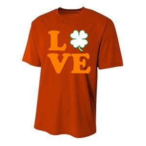 Love Irish Clover Shamrock St. Patrick's Day Youth Performance Sprint T-Shirt