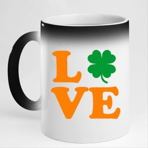 Love Irish Clover Shamrock St. Patrick's Day 11oz Black Color Changing Mug