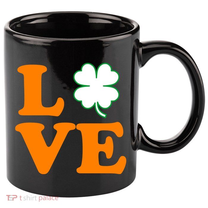 Love Irish Clover Shamrock St. Patrick's Day 11oz C Handle Ceramic Mug