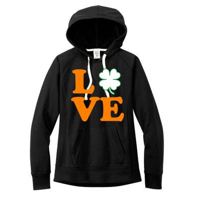 Love Irish Clover Shamrock St. Patrick's Day Women's Fleece Hoodie