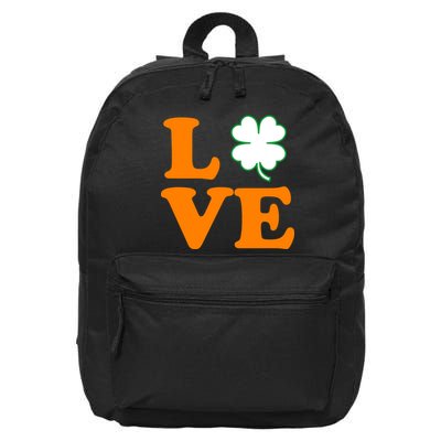 Love Irish Clover Shamrock St. Patrick's Day 16 in Basic Backpack