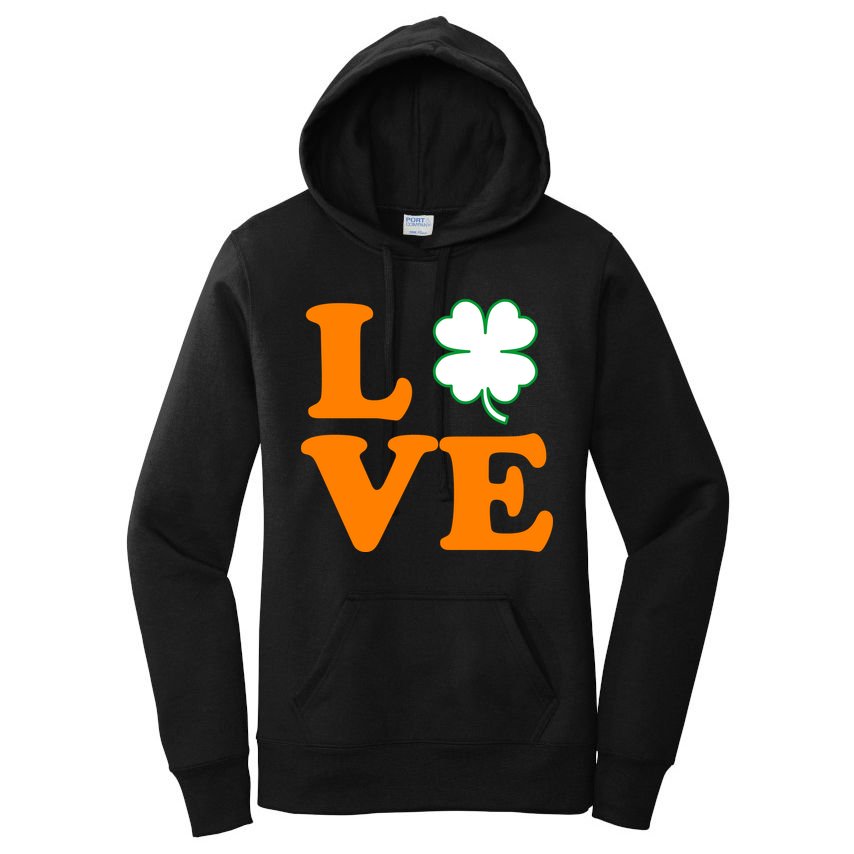 Love Irish Clover Shamrock St. Patrick's Day Women's Pullover Hoodie