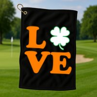 Love Irish Clover Shamrock St. Patrick's Day Golf Towel