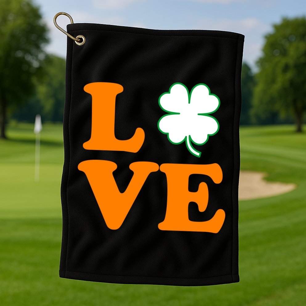 Love Irish Clover Shamrock St. Patrick's Day Golf Towel