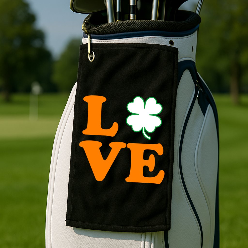 Love Irish Clover Shamrock St. Patrick's Day Golf Towel