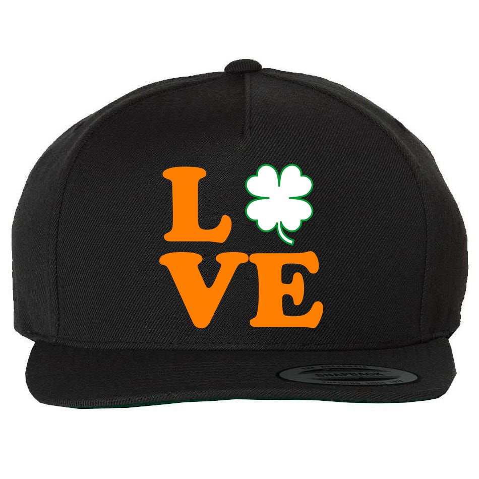 Love Irish Clover Shamrock St. Patrick's Day Wool Snapback Cap