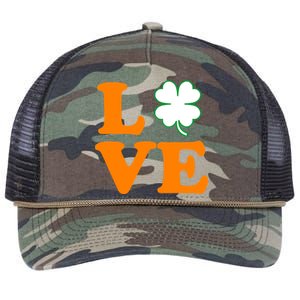 Love Irish Clover Shamrock St. Patrick's Day Retro Rope Trucker Hat Cap