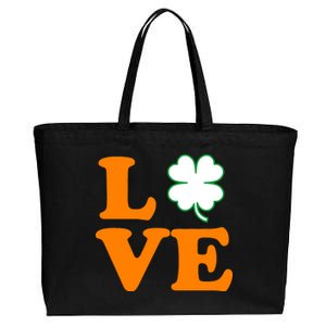 Love Irish Clover Shamrock St. Patrick's Day Cotton Canvas Jumbo Tote