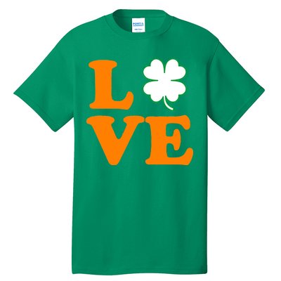 Love Irish Clover Shamrock St. Patrick's Day Tall T-Shirt