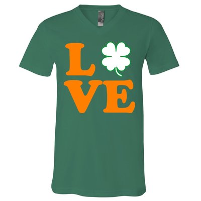 Love Irish Clover Shamrock St. Patrick's Day V-Neck T-Shirt