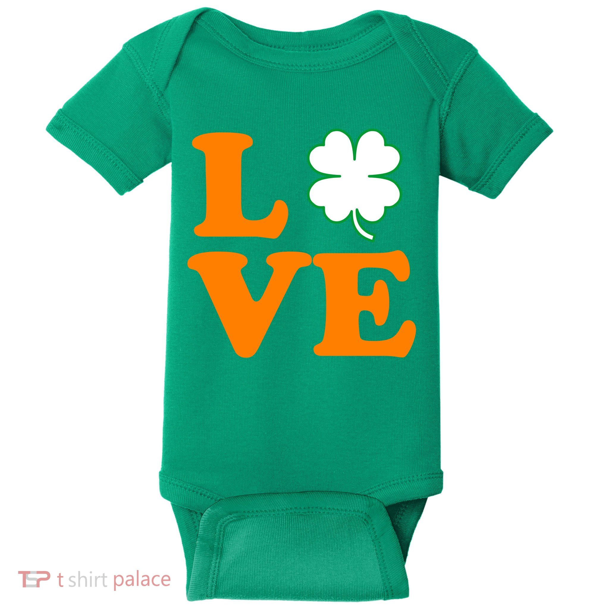 Love Irish Clover Shamrock St. Patrick's Day Baby Bodysuit
