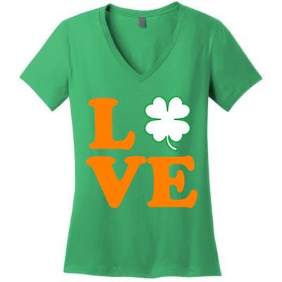Love Irish Clover Shamrock St. Patrick's Day Women's V-Neck T-Shirt